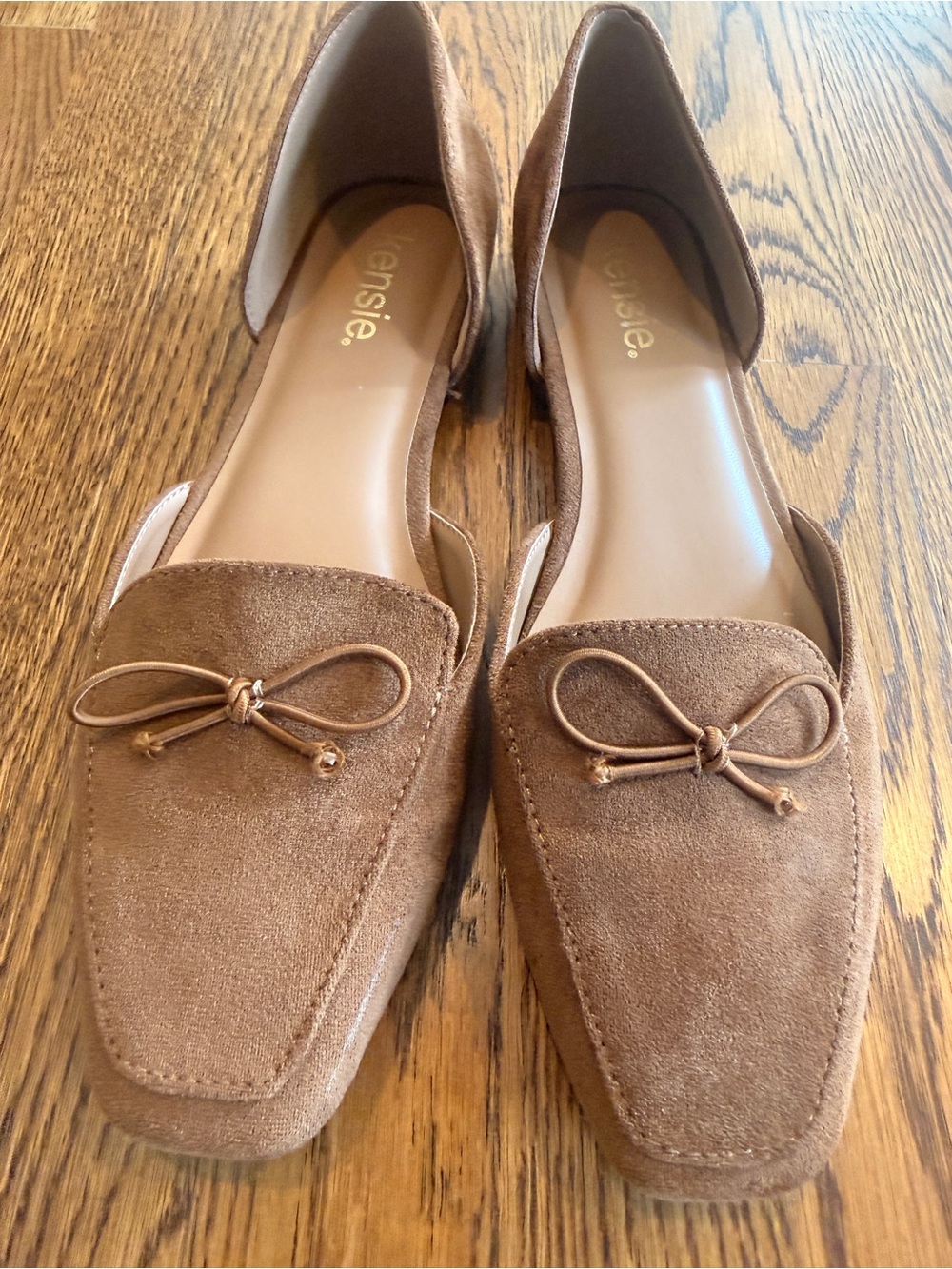 Kensie Brown Suede D'Orsay Loafers flats with Bow Accent size 8